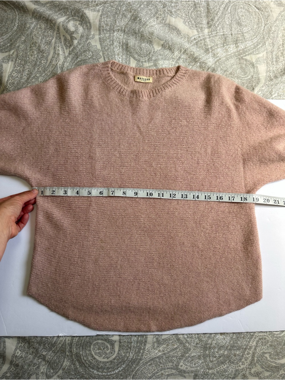 MASSCOB Women’s Pink Baby Alpaca Wool Blend 3/4 Dolman Sleeve Sweater- XS - Picture 5 of 11